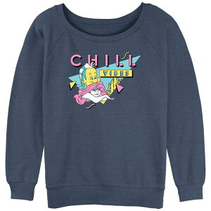 �f�B�Y�j�[ ���f�B�[�X �g�b�v�X T�V���c �p�C�� �O���t�B�b�N Disney Juniors' The Little Mermaid Chill Vibes Graphic Slouchy Terry Blue Heather �w�U�[