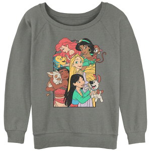 �f�B�Y�j�[ ���f�B�[�X �g�b�v�X T�V���c �p�C�� �O���t�B�b�N Juniors' Disney Princess And Their Pets Graphic Slouchy Terry Gray Heather �O���[