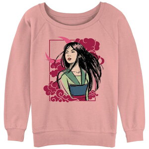 �A�j���L�����N�^�[ ���f�B�[�X �g�b�v�X T�V���c �p�C�� �O���t�B�b�N Licensed Character Juniors' Mulanoveau Portrait Graphic Slouchy Terry Desert Pink �s���N