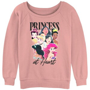 �f�B�Y�j�[ ���f�B�[�X �g�b�v�X T�V���c �p�C�� �O���t�B�b�N Juniors' Disney Princess At Heart Graphic Slouchy Terry Desert Pink �s���N
