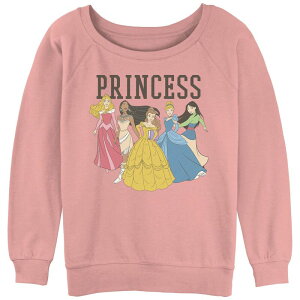 �f�B�Y�j�[ ���f�B�[�X �g�b�v�X T�V���c �p�C�� �O���t�B�b�N Juniors' Disney Princess Varsity Team Graphic Slouchy Terry Desert Pink �s���N