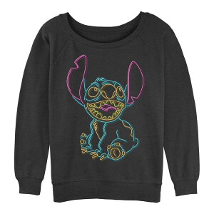 �A�j���L�����N�^�[ ���f�B�[�X �g�b�v�X T�V���c �p�C�� �O���t�B�b�N Licensed Character Juniors' Lilo & Stitch Neon Lightstitch Graphic Slouchy Terry Charcoal Heather �`���R�[��