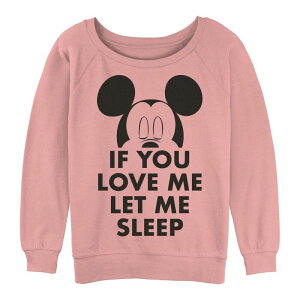 �y���������z �f�B�Y�j�[ ���f�B�[�X T�V���c �g�b�v�X Juniors' Mickey Mouse If You Love Me Let Me Sleep Graphic Slouchy Terry Desert Pink