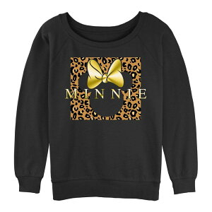 �f�B�Y�j�[ ���f�B�[�X �g�b�v�X T�V���c �v�����g �p�C�� �O���t�B�b�N Disney Juniors' Minnie Mouse Leopard Print Square Graphic Slouchy Terry Black �u���b�N