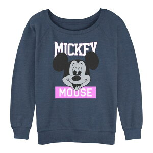 �f�B�Y�j�[ ���f�B�[�X �g�b�v�X T�V���c �p�C�� �O���t�B�b�N Disney Juniors' Mickey Mousearly Portrait Graphic Slouchy Terry Blue Heather �w�U�[