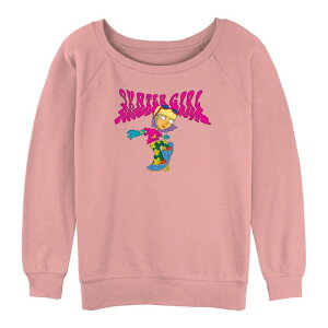 �A�j���L�����N�^�[ ���f�B�[�X �g�b�v�X T�V���c �p�C�� �O���t�B�b�N Licensed Character Juniors' Rocket Powereggie Skater Girl Graphic Slouchy Terry Desert Pink �s���N