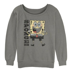 �A�j���L�����N�^�[ ���f�B�[�X �g�b�v�X T�V���c �p���c �p�C�� �O���t�B�b�N Licensed Character Juniors' SpongeBob SquarePantsimple Bob Graphic Slouchy Terry Gray Heather �O���[