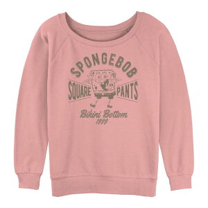 �A�j���L�����N�^�[ ���f�B�[�X �g�b�v�X T�V���c �p���c �p�C�� �O���t�B�b�N Licensed Character Juniors' SpongeBob SquarePants Bikini Bottom Graphic Slouchy Terry Desert Pink �s���N