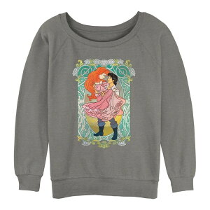�f�B�Y�j�[ ���f�B�[�X �g�b�v�X T�V���c �p�C�� �O���t�B�b�N Disney Juniors' The Little Mermaid Ariel And Princeric Portrait Graphic Slouchy Terry Gray Heather �O���[