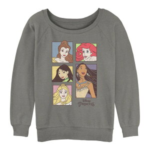 �f�B�Y�j�[ ���f�B�[�X �g�b�v�X T�V���c �p�C�� �O���t�B�b�N Juniors' Disney Princess Happy Portraits Graphic Slouchy Terry Gray Heather �O���[