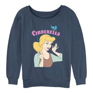 �A�j���L�����N�^�[ ���f�B�[�X �g�b�v�X T�V���c �p�C�� �O���t�B�b�N Licensed Character Juniors' Cinderella Getting Ready Graphic Slouchy Terry Blue Heather �w�U�[