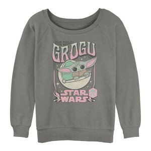 �A�j���L�����N�^�[ ���f�B�[�X �g�b�v�X T�V���c �p�C�� �O���t�B�b�N Licensed Character Juniors' The Mandalorian The Child Grogu Poster Graphic Slouchy Terry Gray Heather �O���[