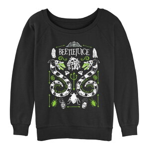 �A�j���L�����N�^�[ ���f�B�[�X �g�b�v�X T�V���c �p�C�� �O���t�B�b�N Licensed Character Juniors' Beetlejuice Sandworms Poster Graphic Slouchy Terry Black �u���b�N