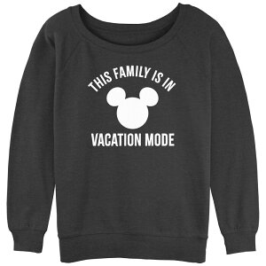 �f�B�Y�j�[ ���f�B�[�X �g�b�v�X T�V���c �p�C�� �O���t�B�b�N Disney's Mickey Mouse This Family Is In Vacation Juniors' Graphic Slouchy Terry Charcoal Heather �`���R�[��