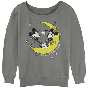 �f�B�Y�j�[ ���f�B�[�X �g�b�v�X T�V���c �p�C�� �O���t�B�b�N Disney's Mickey Mouse And Minnie Moon Dance Juniors' Graphic Slouchy Terry Gray Heather �O���[
