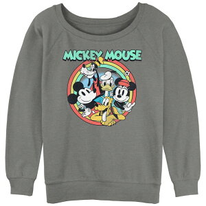 �f�B�Y�j�[ ���f�B�[�X �g�b�v�X T�V���c �p�C�� �O���t�B�b�N Disney's Mickey Mouse And His Friends Juniors' Graphic Slouchy Terry Gray Heather �O���[