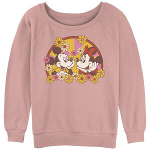 �f�B�Y�j�[ ���f�B�[�X �g�b�v�X T�V���c �t�����[�� �p�C�� �t�����[ �O���t�B�b�N Disney's Mickey Mouse And Minnie Floralove Juniors' Graphic Slouchy Terry Desert Pink �s���N