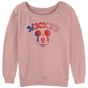 �f�B�Y�j�[ ���f�B�[�X �g�b�v�X T�V���c �p�C�� �O���t�B�b�N Disney's Mickey Mouse Gradient Design Juniors' Graphic Slouchy Terry Desert Pink �s���N