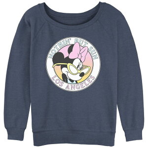 �f�B�Y�j�[ ���f�B�[�X �g�b�v�X T�V���c �p�C�� �O���t�B�b�N Disney's Minnie Mouse Los Angelestyle Juniors' Graphic Slouchy Terry Blue Heather �w�U�[