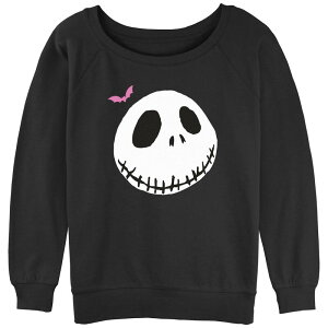 �f�B�Y�j�[ ���f�B�[�X �g�b�v�X T�V���c �p�C�� �O���t�B�b�N Disney's The Nightmare Before Christmas Jack With Pink Bat Juniors' Graphic Slouchy Terry Black �u���b�N