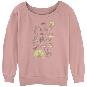 �f�B�Y�j�[ ���f�B�[�X �g�b�v�X T�V���c �p�C�� �O���t�B�b�N Disney's Winnie The Pooh Life Map Juniors' Graphic Slouchy Terry Desert Pink �s���N