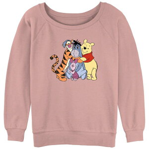 �f�B�Y�j�[ ���f�B�[�X �g�b�v�X T�V���c �p�C�� �O���t�B�b�N Disney's Winnie The Pooh And Friends Group Hug Juniors' Graphic Slouchy Terry Desert Pink �s���N