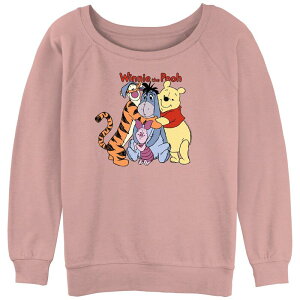 �f�B�Y�j�[ ���f�B�[�X �g�b�v�X T�V���c �p�C�� �O���t�B�b�N Disney's Winnie The Pooh And Friends Hug Juniors' Graphic Slouchy Terry Desert Pink �s���N