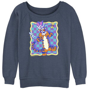 �f�B�Y�j�[ ���f�B�[�X �g�b�v�X T�V���c �p�C�� �O���t�B�b�N Disney's Winnie The Pooh Piglet And Tigger Piggy Ride Juniors' Graphic Slouchy Terry Blue Heather �w�U�[