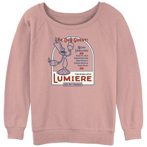 �f�B�Y�j�[ ���f�B�[�X �g�b�v�X T�V���c �p�C�� �O���t�B�b�N Disney's Beauty And The Beast Lumiere Be Our Guest Juniors' Graphic Slouchy Terry Desert Pink �s���N