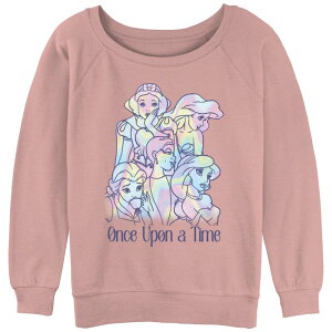 �y���������z �f�B�Y�j�[ ���f�B�[�X T�V���c �g�b�v�X Disney's Disney Princess Tie Dye Print Juniors' Graphic Slouchy Terry Desert Pink