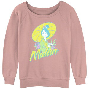�f�B�Y�j�[ ���f�B�[�X �g�b�v�X T�V���c �p�C�� �O���t�B�b�N Disney's Mulan Pop Colors Portrait Juniors' Graphic Slouchy Terry Desert Pink �s���N