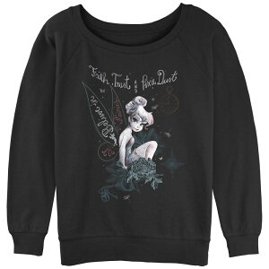 �f�B�Y�j�[ ���f�B�[�X �g�b�v�X T�V���c �p�C�� �O���t�B�b�N Disney's Tinker Bell Believe In Fairies Juniors' Graphic Slouchy Terry Black �u���b�N
