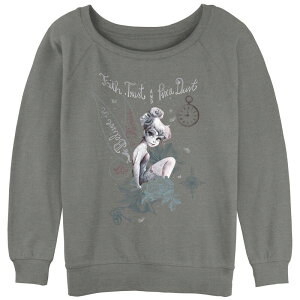 �f�B�Y�j�[ ���f�B�[�X �g�b�v�X T�V���c �p�C�� �O���t�B�b�N Disney's Tinker Bell Believe In Fairies Juniors' Graphic Slouchy Terry Gray Heather �O���[