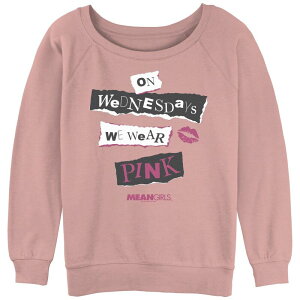 �A�j���L�����N�^�[ ���f�B�[�X �g�b�v�X T�V���c �p�C�� �O���t�B�b�N Licensed Character Juniors' Mean Girls On Wednesdays Wear Pink Graphic Slouchy Terry Desert Pink �s���N