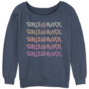 �A���u�����f�b�h ���f�B�[�X �g�b�v�X T�V���c �p�C�� �O���t�B�b�N Unbranded Juniors' Girls Rock Stack Text Graphic Slouchy Terry Blue Heather �w�U�[