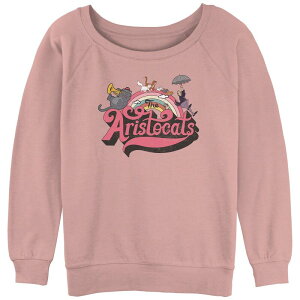 �f�B�Y�j�[ ���f�B�[�X �g�b�v�X T�V���c �p�C�� �O���t�B�b�N Disney's The Aristocats Rainbow Cats Juniors' Graphic Slouchy Terry Desert Pink �s���N