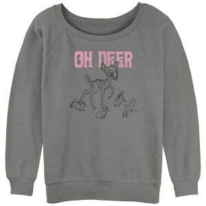 �y���������z �f�B�Y�j�[ ���f�B�[�X T�V���c �g�b�v�X Disney's Bambi Oh Deer Juniors' Graphic Slouchy Terry Gray Heather