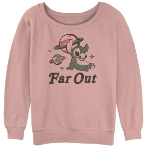 �f�B�Y�j�[ ���f�B�[�X �g�b�v�X T�V���c �p�C�� �O���t�B�b�N Disney's Lilo & Stitch Far Out Stitch Juniors' Graphic Slouchy Terry Desert Pink �s���N