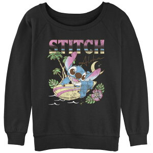 �f�B�Y�j�[ ���f�B�[�X �g�b�v�X T�V���c �p�C�� �O���t�B�b�N Disney's Lilo & Stitch Ready For Surf Stitch Graphic Slouchy Terry Black �u���b�N