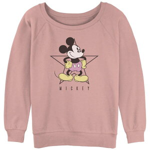 �f�B�Y�j�[ ���f�B�[�X �g�b�v�X T�V���c �p�C�� �O���t�B�b�N Disney's Mickey Mouse Star Pose Juniors' Graphic Slouchy Terry Desert Pink �s���N