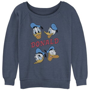�f�B�Y�j�[ ���f�B�[�X �g�b�v�X T�V���c �p�C�� �O���t�B�b�N Disney's Donalduck Juniors' Happy Expressionslouchy Terry Graphic Pullover Blue Heather �w�U�[