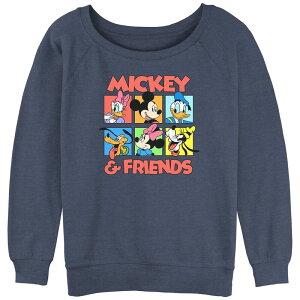 �f�B�Y�j�[ ���f�B�[�X �g�b�v�X T�V���c �p�C�� �O���t�B�b�N Disney's Mickey Mouse Head Shots Juniors' Graphic Slouchy Terry Blue Heather �w�U�[