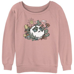 �f�B�Y�j�[ ���f�B�[�X �g�b�v�X T�V���c �t�����[�� �p�C�� �t�����[ �O���t�B�b�N Disney's The Nightmare Before Christmas Floral Desert Jack Juniors' Graphic Slouchy Terry Desert Pink �s���N