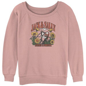 �f�B�Y�j�[ ���f�B�[�X �g�b�v�X T�V���c �p�C�� �O���t�B�b�N Disney's The Nightmare Before Christmas Jack And Sally Always And Forever Juniors' Graphic Slouchy Terry Desert Pink �s���N
