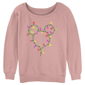 �f�B�Y�j�[ ���f�B�[�X �g�b�v�X T�V���c �p�C�� �O���t�B�b�N Disney's Mickey Mouse Juniors' Christmas Lightslouchy Terry Graphic Pullover Desert Pink �s���N