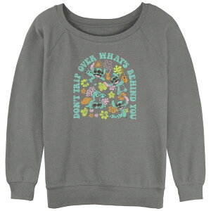 �f�B�Y�j�[ ���f�B�[�X �g�b�v�X T�V���c �p�C�� �O���t�B�b�N Disney's Lilo & Stitchippie Stitch Juniors' Graphic Slouchy Terry Gray Heather �O���[