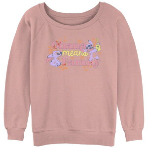 �f�B�Y�j�[ ���f�B�[�X �g�b�v�X T�V���c �p�C�� �O���t�B�b�N Disney's Lilo & Stitch Pineappleater Stitch Juniors' Graphic Slouchy Terry Desert Pink �s���N