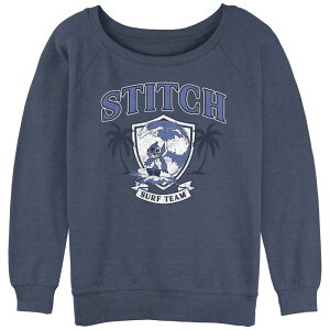 �f�B�Y�j�[ ���f�B�[�X �g�b�v�X T�V���c �p�C�� �O���t�B�b�N Disney's Lilo & Stitch Surf Team Juniors' Graphic Slouchy Terry Blue Heather �w�U�[