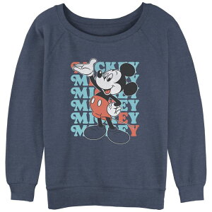 �f�B�Y�j�[ ���f�B�[�X �g�b�v�X T�V���c �p�C�� �O���t�B�b�N Disney's Mickey Mouse Juniors' Classic Name Stack Slouchy Terry Graphic Pullover Blue Heather �w�U�[