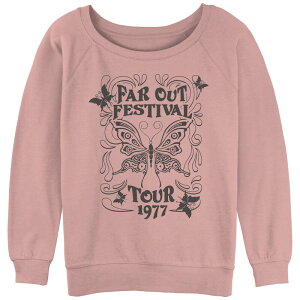 �A���u�����f�b�h ���f�B�[�X �g�b�v�X T�V���c �p�C�� �O���t�B�b�N Unbranded Juniors' Far Out Festival Tour 1977 Poster Slouchy Terry Graphic Pullover Desert Pink �s���N